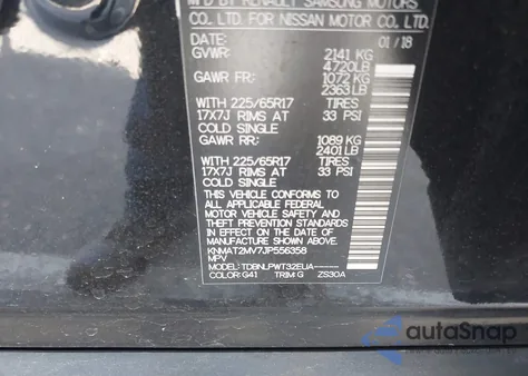 2018 Nissan Rogue S из США, поврежденный, VIN KNMAT2MV7JP556358